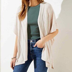 Loft Cardigan Lightweight Rib Striped wrap creme color oversized Small #0880